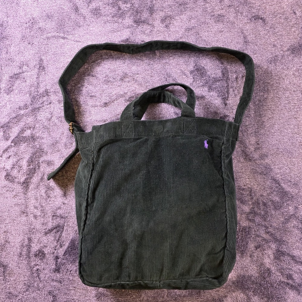 Polo Ralph Lauren Corduroy Tote Bag With Shoulder Strap Classic Hunter Green